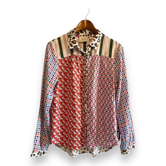 Maeve Tops - Maeve Anthropologie Bernadette Mixed Print Patchwork Button Down Shirt Medium
